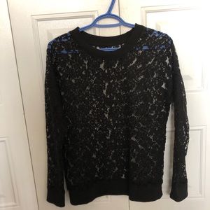 Black long sleeve lace top
